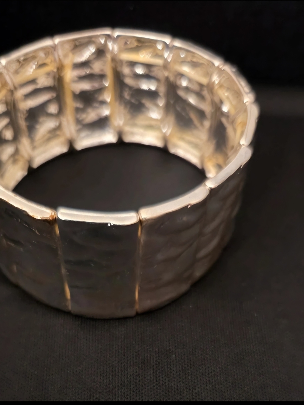 Source Unknown Silver Tile-Style Stretch Bracelet